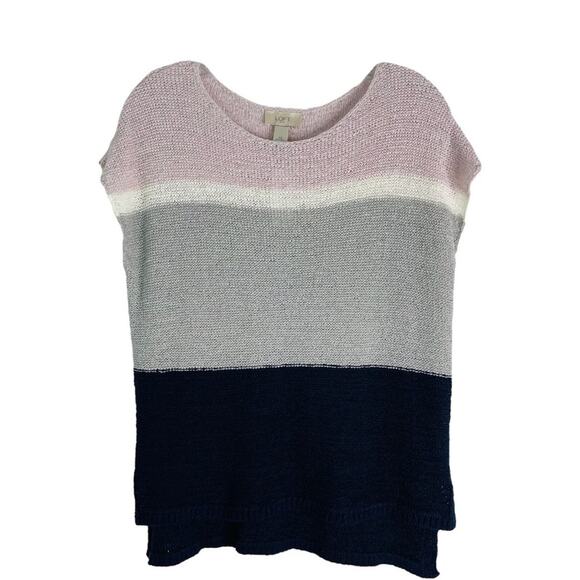 LOFT Tops - NWT Loft pink grey blue open knit boxy oversized preppy coastal top XS